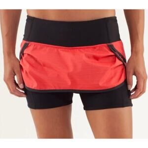 Lululemon Speed Squad Skirt‎ Flare Twisted Stripe Red Orange Womens Size 4